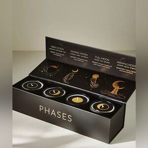 Anthropologie Deuxmoons Moon Phases Glass Vessel Candles, Set of 4 NIB